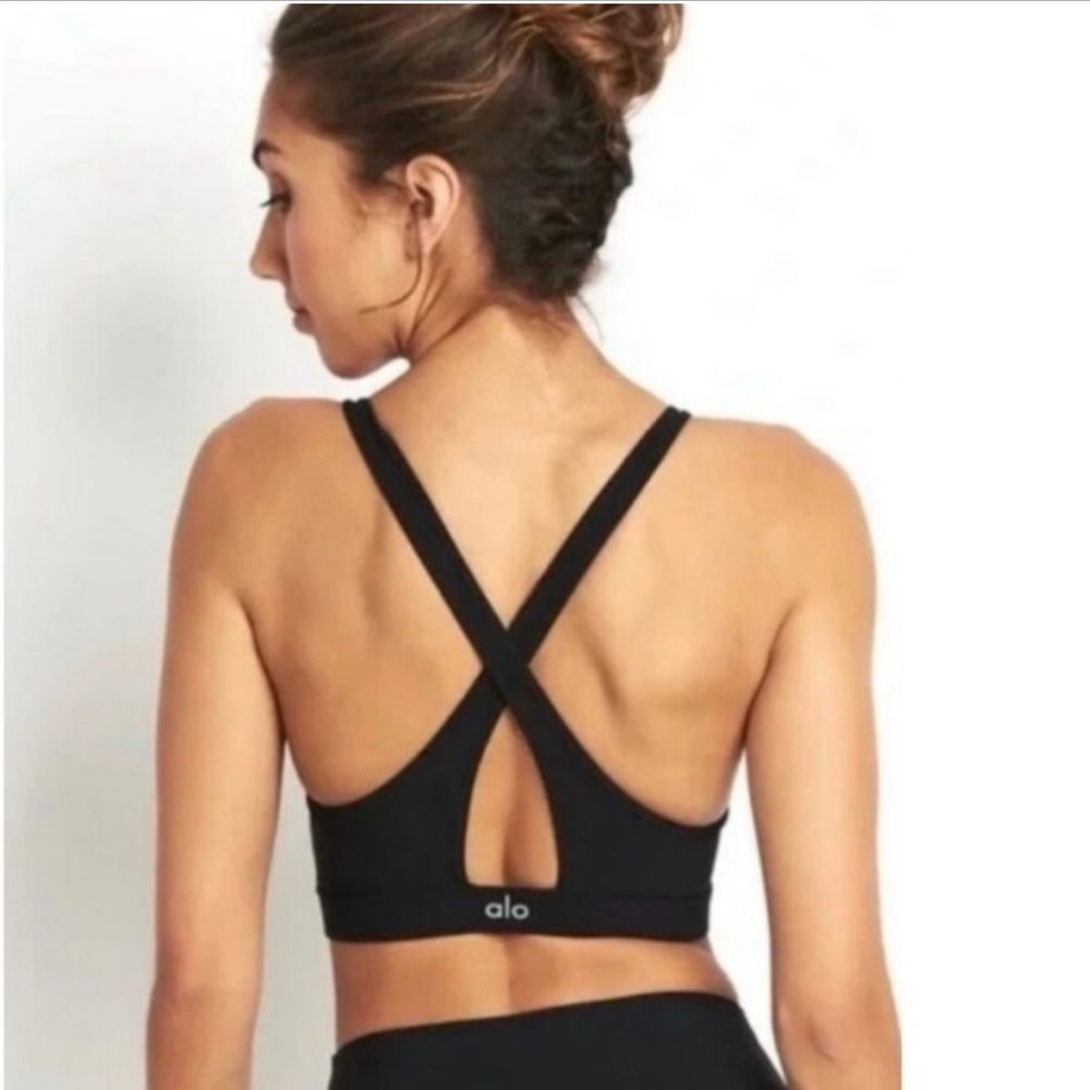 ALO Yoga Black Crisscross Back Sports Bra